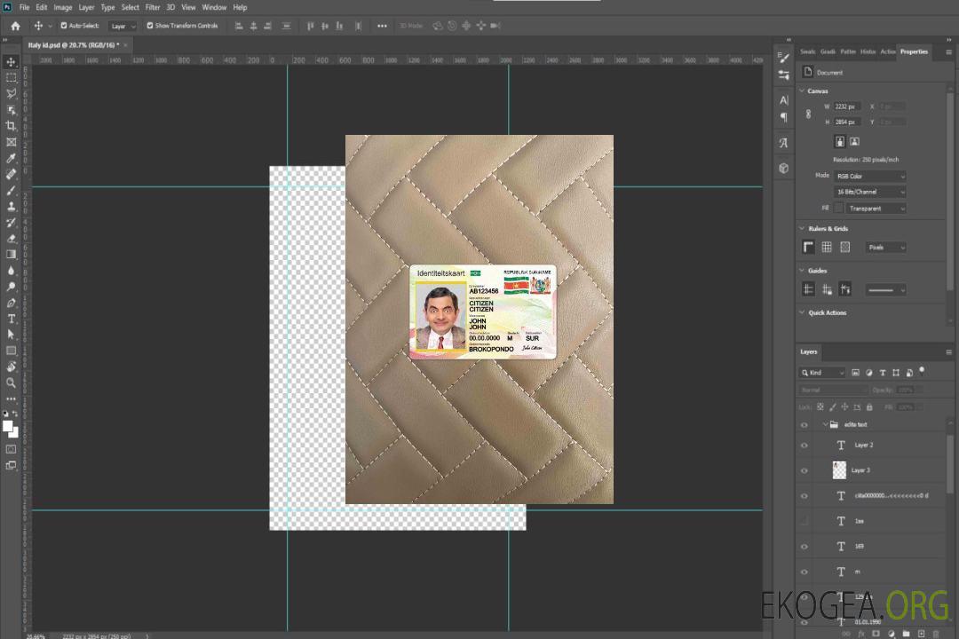 Photolook de la carte d'identité du Suriname AVANT template Photolook de la carte d'identité du Suriname AVANT template
